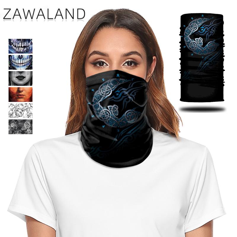 

Zawaland Cosplay Skull Print Face Mask Scarf Multifunction Windproof Neck Cover Mouth Scarves Halloween Headband Balaclava