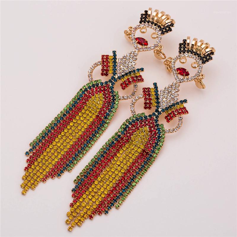 

2 Pairs New Arrival Occident Fashion Brand Style Multi-layer Acrylic Dance Skirt Tassel Girl Humanoid Drop Earrings Bohemia1