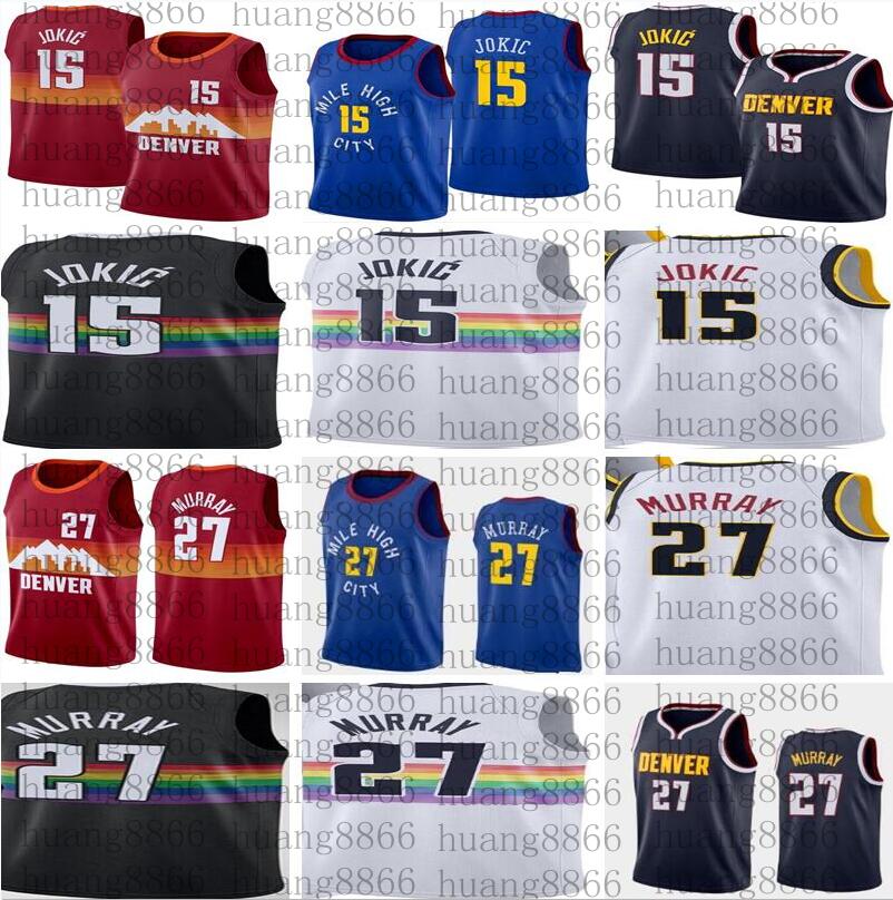 

2020 New Nikola Vintage 15 Jokic Jamal 27 Murray Basketball Jerseys, Black;red