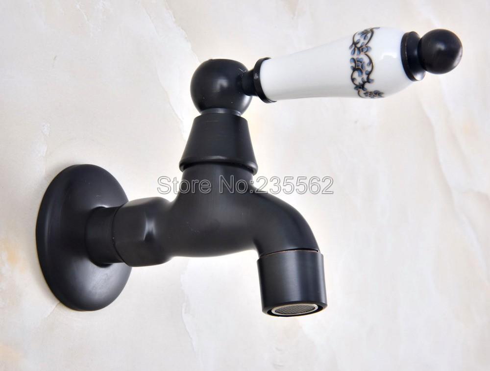 

Black Oil Rubbed Brass Ceramic handle Garden Water Tap / Mop Pool Faucet / Laundry Sink Cold Water Tap Bibcock Lav343