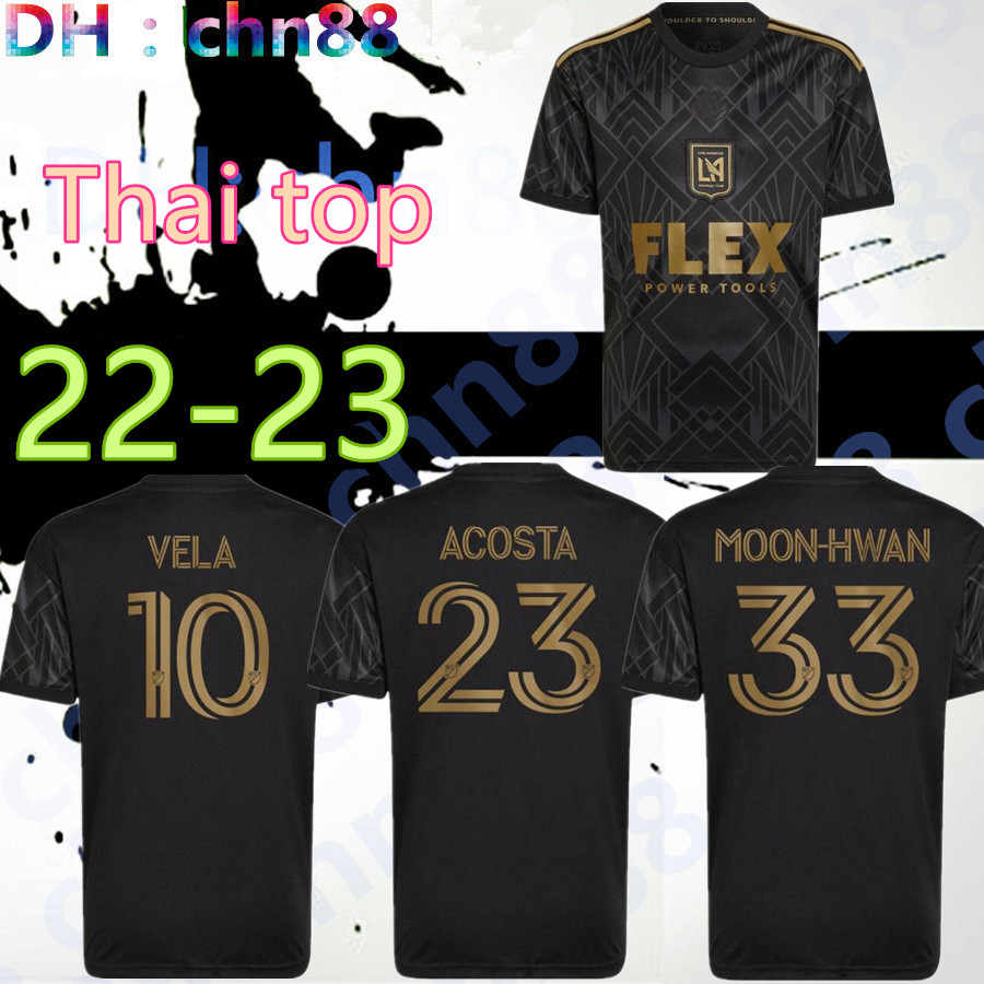 

2021 2022 Los Angeles FC Soccer Jersey LAFC #9 ROSSI #10 Carlos VELA Home Away Fans Version Mens #7 BLESSING ACOSTA 5 Year Anniversary Black Kit Football Shirts, 22-23 home