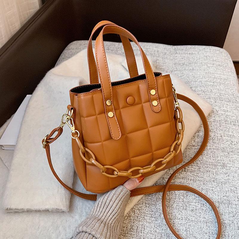 

2021 Women Small Chain Bag PU Leather Female Lattice Crossbody Shoulder Bag Luxury Handbags and Purses Fashion New, Black