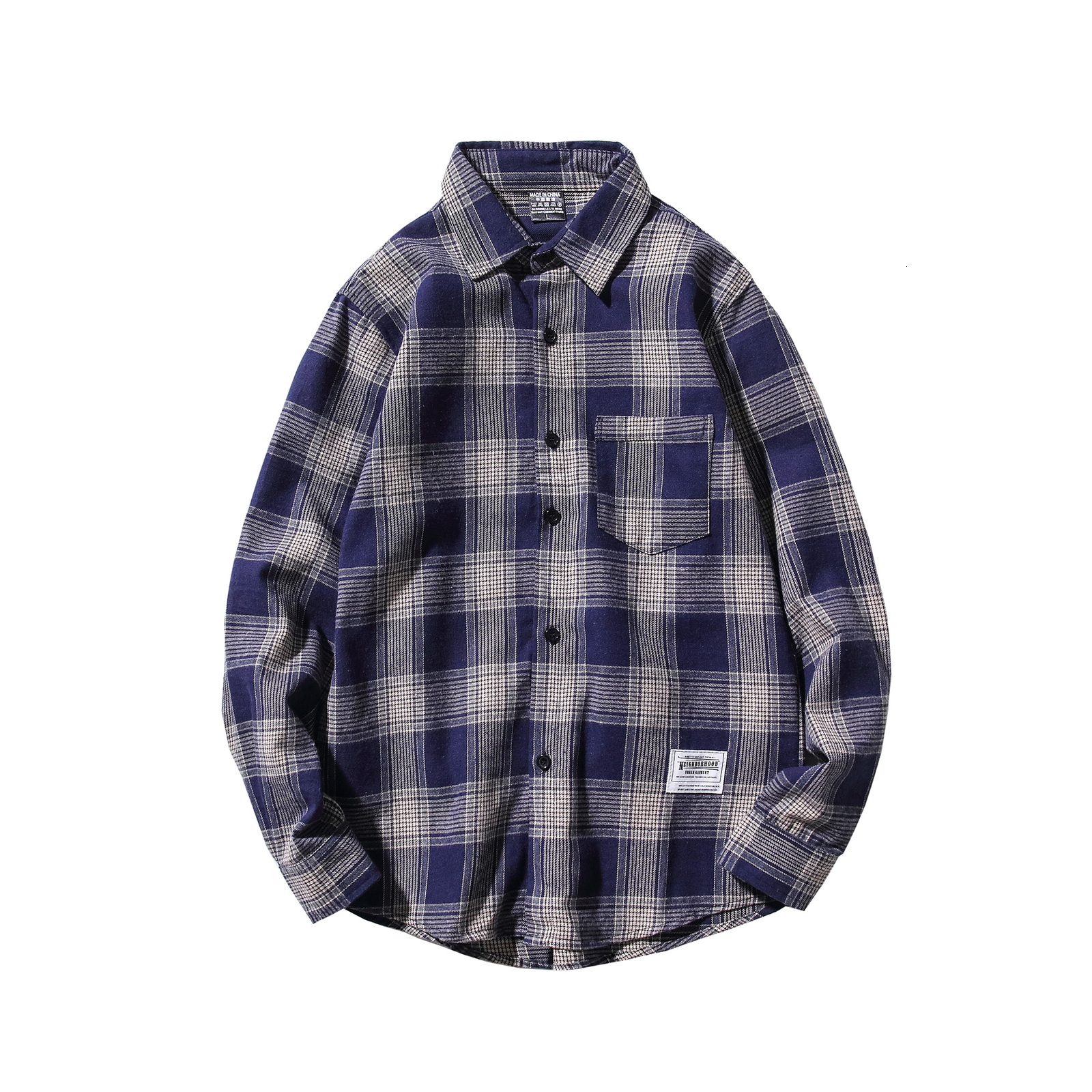 

Brand 2021 Spring Autumn Long Sleeves New Flannel Collar Korea Style Shirt for Men's Plaid Harajuku Clothing Ubeb, C766 b