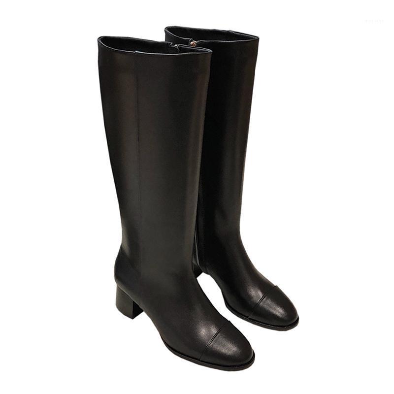 

Size 34-41 Top Quality High Heel Boots Women Fashion Soft Black Genuine Leather Knee High Boots Long Tube Booties1, As show