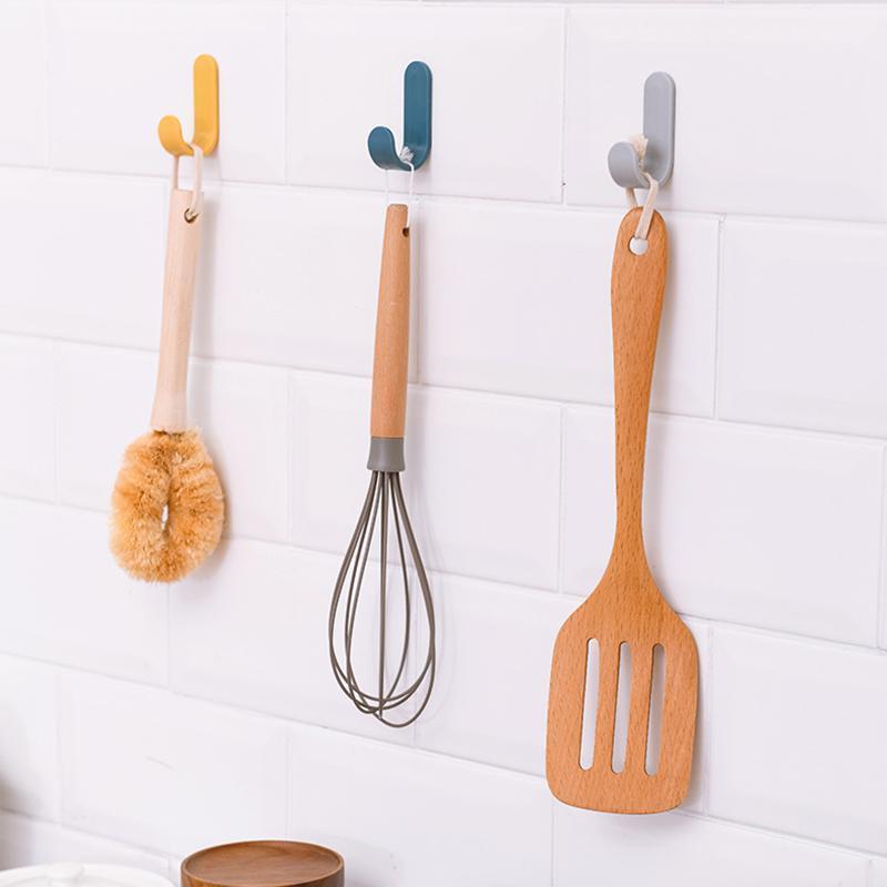 

1Set J Shape Wall Hook No Trace Multi Purpose Pure Color ABS Plastic Nordic Style Self-adhesive Home Decoration1