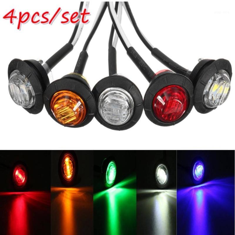 

4pcs/Set 12V 1" Universal Car Truck Trailer Mini Small Round LED Button Side Marker Lights Signal Lamp Waterproof1, As pic