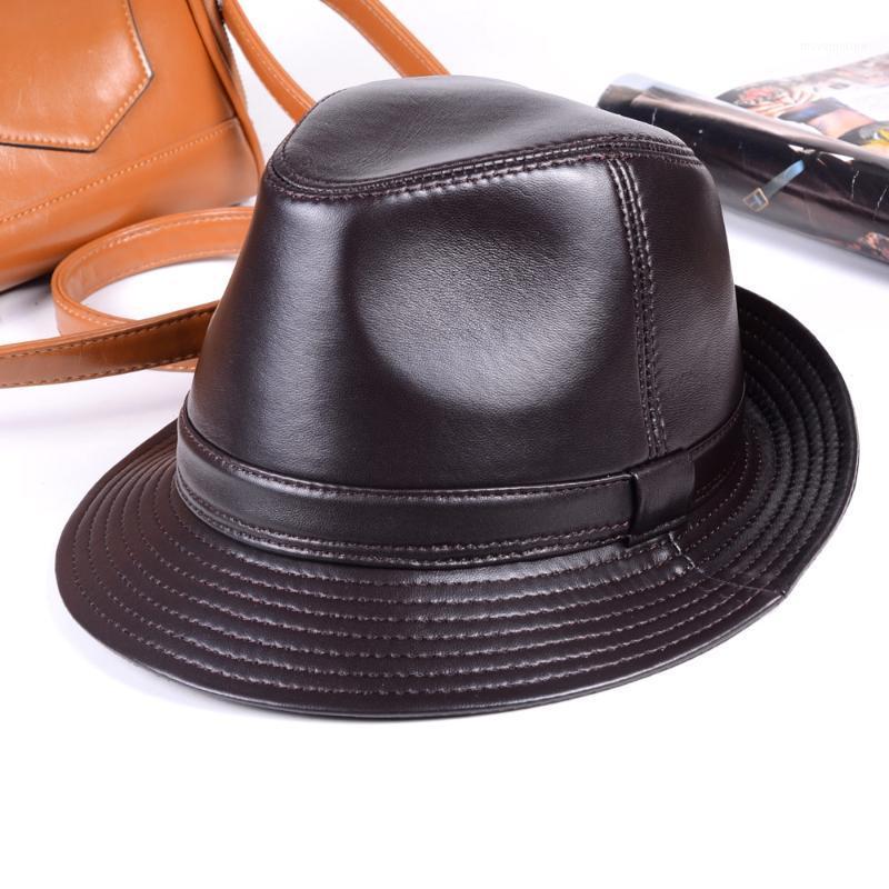 

New Women's Men's 100% Real Leather Sheep Skin Top Hat gentleman cap Fedora Hats/Caps1, Black