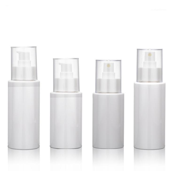

2020 New 100pcs 120ml white Empty Emulsion Spray Bottles Refillable Plastic Empty Container Perfume Atomiser Travel Accessories1
