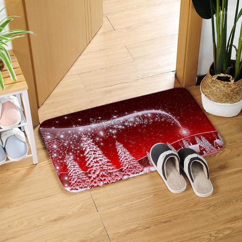 

Christmas Santa Claus Anti-slip Kitchen Dinning Room Floor Mat Flannel Carpet Rug Xmas Home Decoration Floor Rug1
