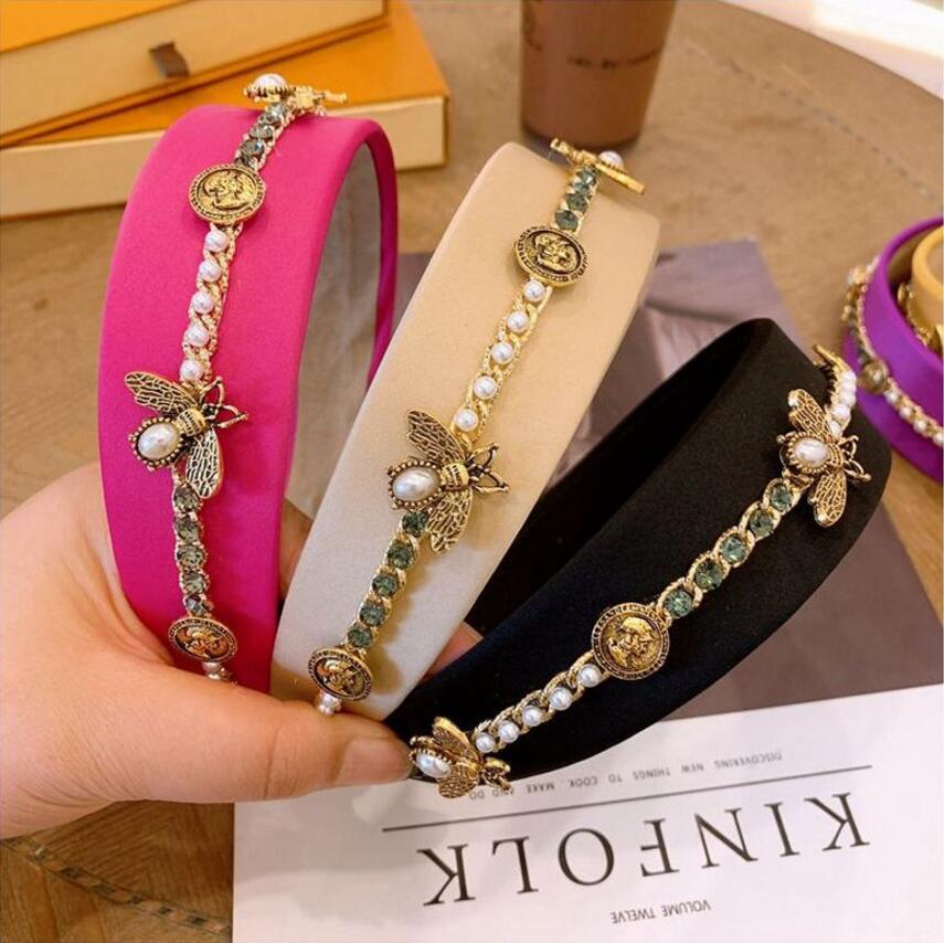 

Hot sale original customization Baroque retro French fashion mesh bee portrait headband wide hairpin headgear free shipping