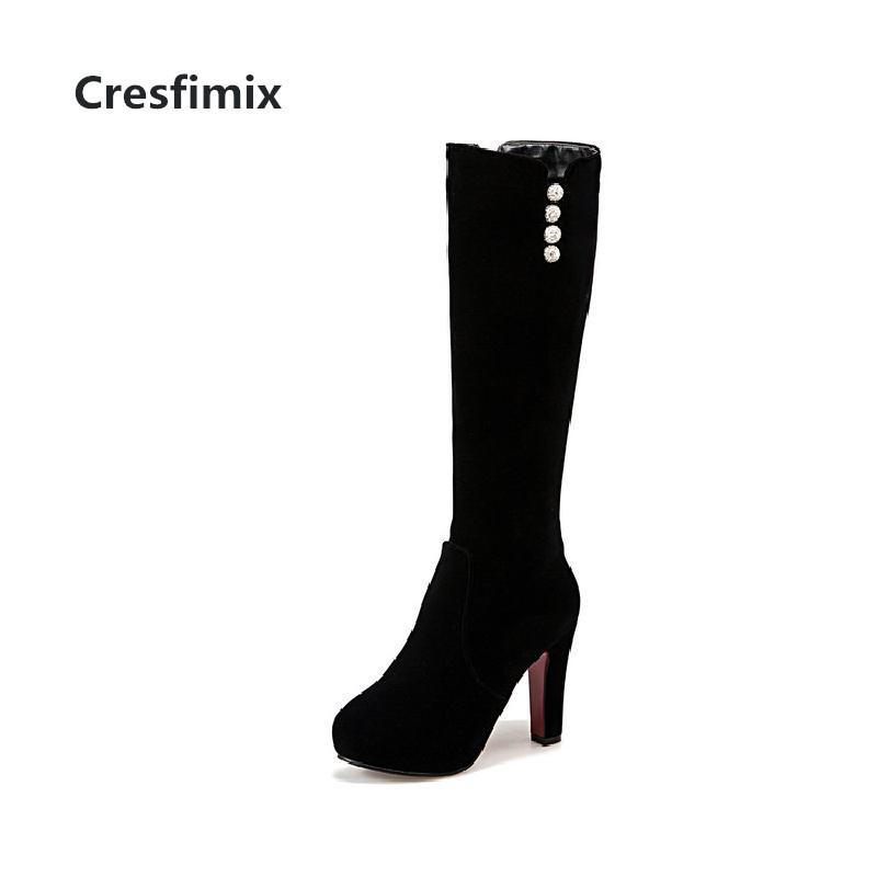 

Cresfimix Botas Femininas Women Fashion High Quality Black Long Boots Lady Autumn Comfortable Red Boots Female B3075