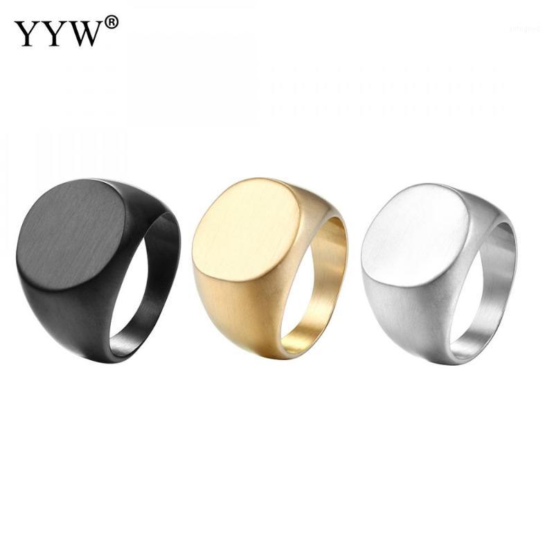 

Cluster Rings Vintage Stainless Steel Ring Fashion Gold Silver Black Color Polished Signet Biker Finger For Women Men Jewelry1