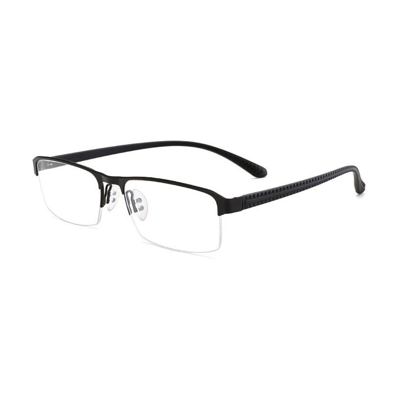 

Glasses For Male Half Rim Metal Frame Eyewears with Silica Gel Temple Legs Classic UV Spectacles
