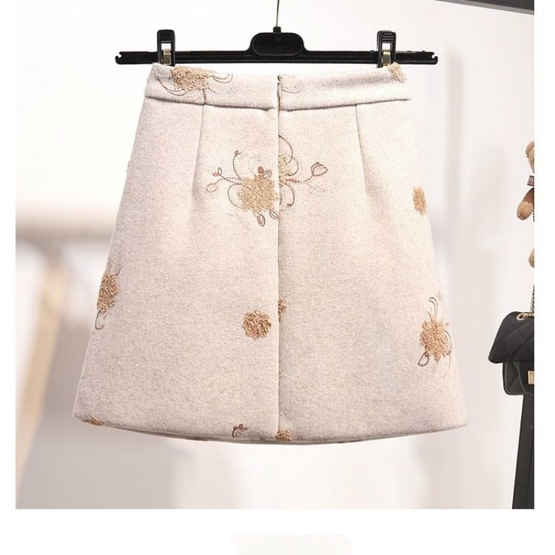 

New spring 2021 retro-embroidered a line short high bundle woolen skirt y361 8Q1E, Heise