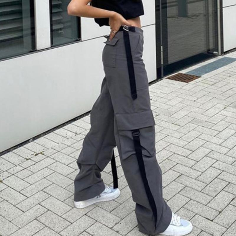 

Streetwear Ribbon Aesthetic Harajuku Woman Cargo Pants 2020 High Waisted Trousers Gray Sweatpants Long y2k Pant female capris1, Gray pant