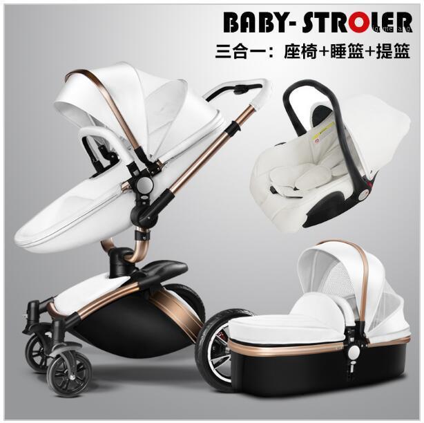 

Baby Stroller Leather Fashion Carriage European Pram Suit for Lying and Seat1