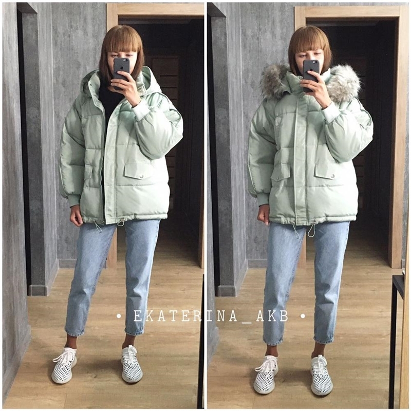 

new ladies' down cotton jacket women' short winter loose bread coat jacket student Korean version 210203, Haze blue