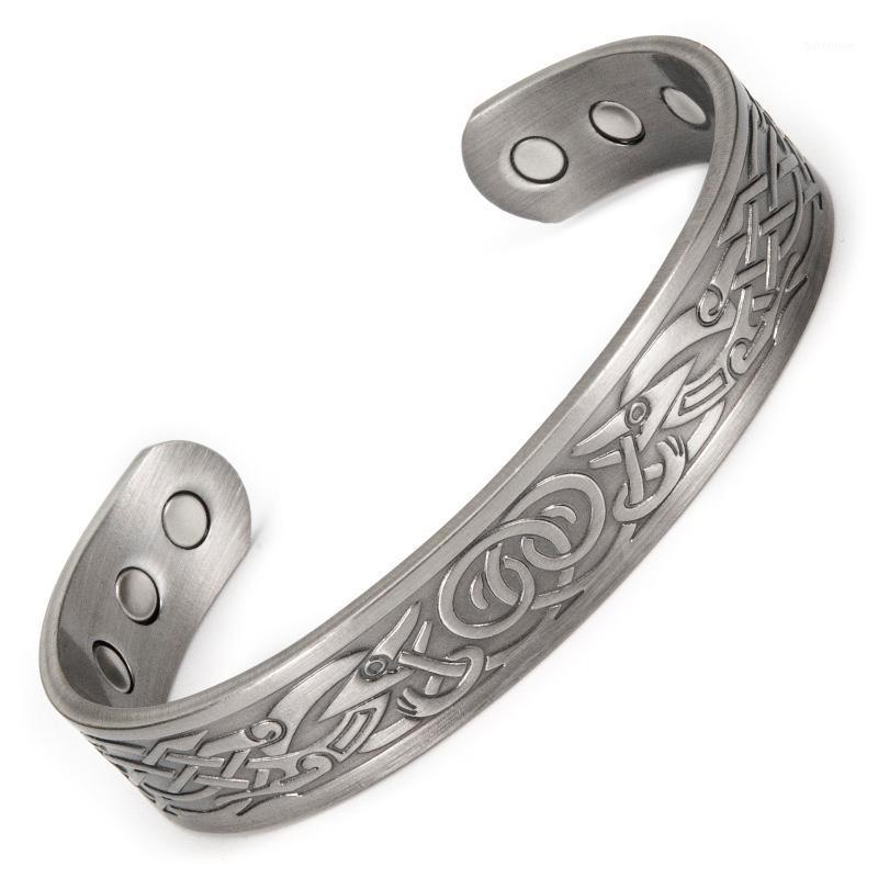 

Wollet Jewelry Open Cuff Pure Copper Magnetic Bracelet Bangle for Men Health Care Balance Bio Silver Color Pain Relief Magnet1