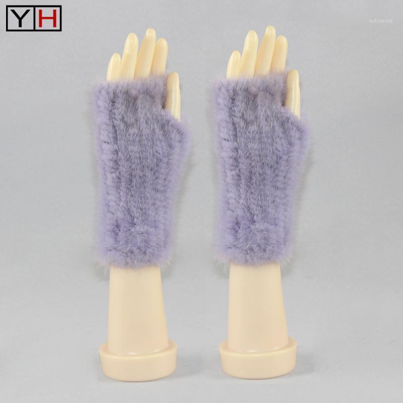 

Winter fur glove women Warm glove lady knitted genuine mittens brand high quality fur Free Shipping1