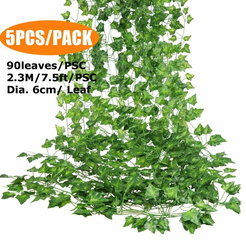 

230cm Artificial Ivy green Leaf Garland Plants Vine Fake Foliage Home Decor Plastic Rattan string Wall Decor Artificial Plant, Type 2