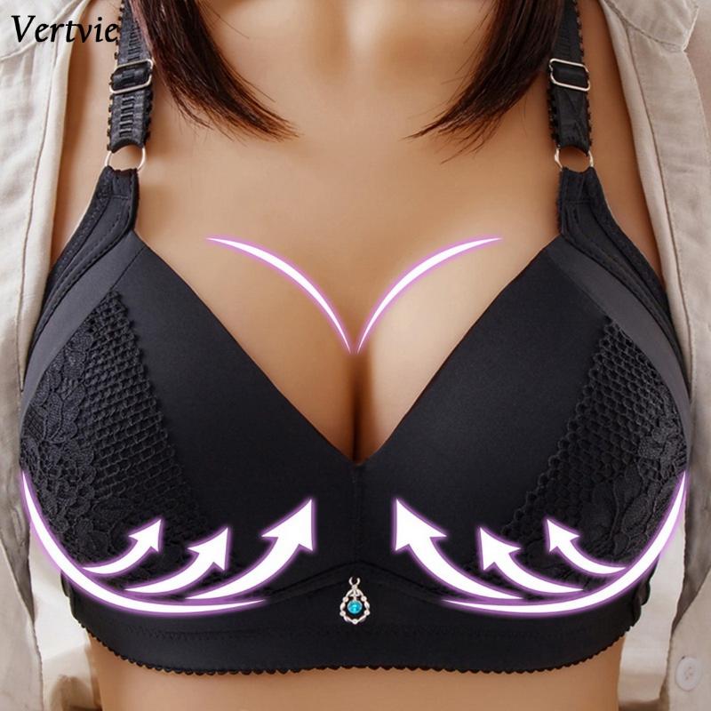 

VERTVIE Women Wireless Bras Girl Bralette Female Underwear Brassiere Bralette Ladies Soft Plus Size Wire Free Seamless Lingerie, Pink