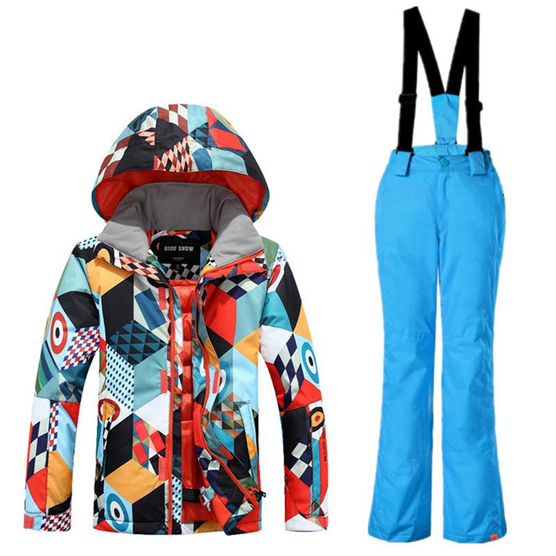 

Gsou Snow ski sets skiing jacket and pants children' ski suit boys suit warm waterproof baby boy breathable windproof snow, Green