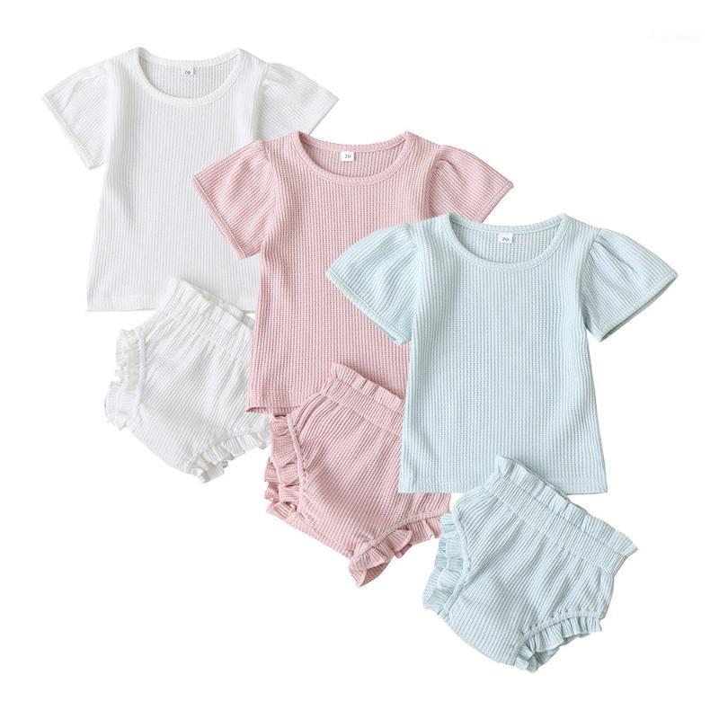 

infant baby boys girls short sleeve solid tops pullover bottoms toddler kids baby girl boy clothing sets 2pcs 6M-3Y1, Green