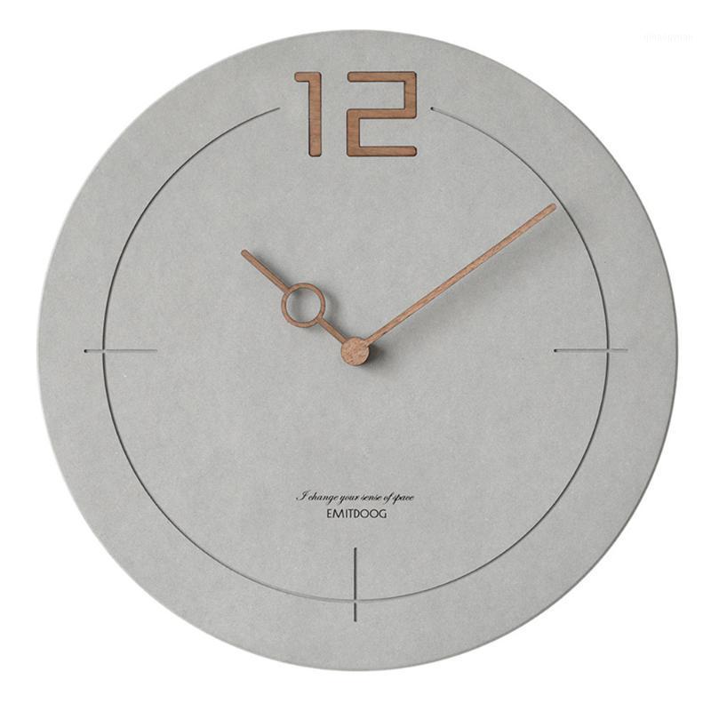 

Nordic 12 inch Wall Clock Modern White Grey MDF Board Round Clock Bedroom Decor Hanging Quiet Wooden Needle Clocks1