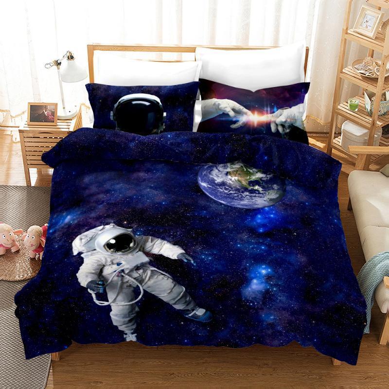 

3D Astronaut Print Bedding Set Duvet Covers Pillowcases One Piece Comforter Bedding Sets Bedclothes Bed Linen 011