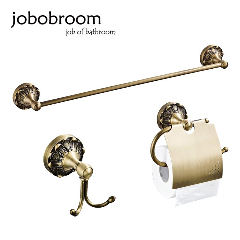 

JOBOBROOM Bathroom Hardware Set And Old Bronze Color Bathroom Accessories Tissue Paper Holder And Hook 60cm Towel Bar