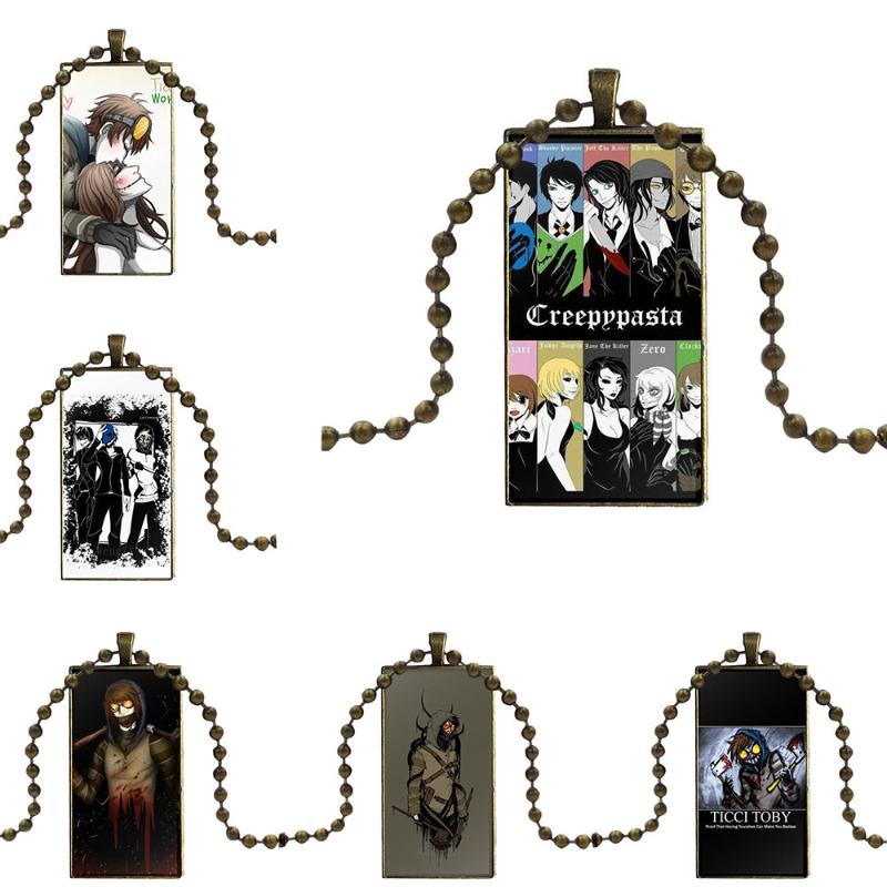 

Creepypasta Ticci Toby X Reader Design Fashion Vintage Glass Women Rectangle Necklace Pendants For Women Girls Handmade