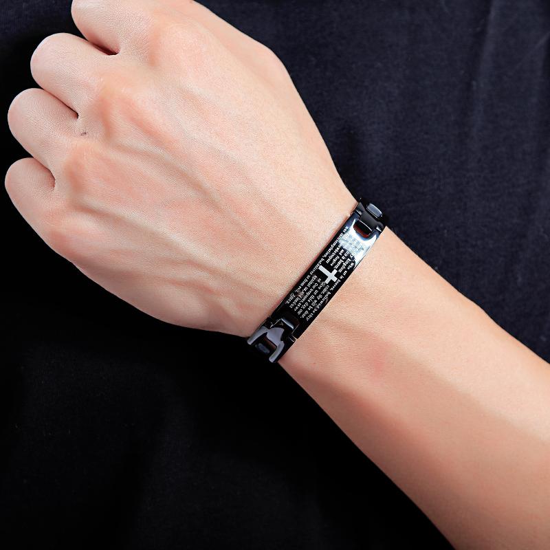 

GorGor Trendy Classic Originality Statement Titanium Steel Cross Bracelet Religious Bracelet Charm Gift for Men Jewelry 768