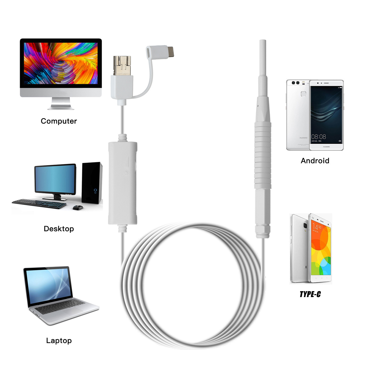 

3.9mm mobile phone ear canal endoscope three-in-one high-definition visual ear pick home children's otoscope picking tool