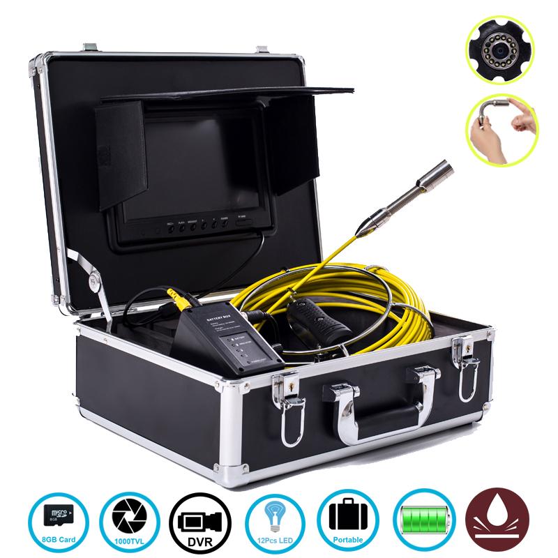 

9inch 20m 23M Sewer Drain Pipe Inspection Camera DVR Function With 8GB Card Plumbing Inspection Camera Systems IP68 Waterproof