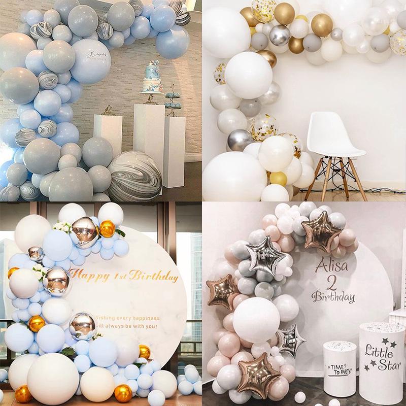 

Balloon Garland Arch Kit Blue White Gold Latex air Balloons Pack baby shower birthday party wedding Engagement decor supplies1