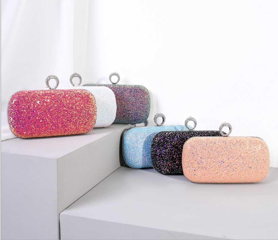 

XIYUAN New shiny ring clutch bags fashion dress banquet evening bag Women Evening Bag Ladies Wedding Clutches Female Party gift1, Color same picture