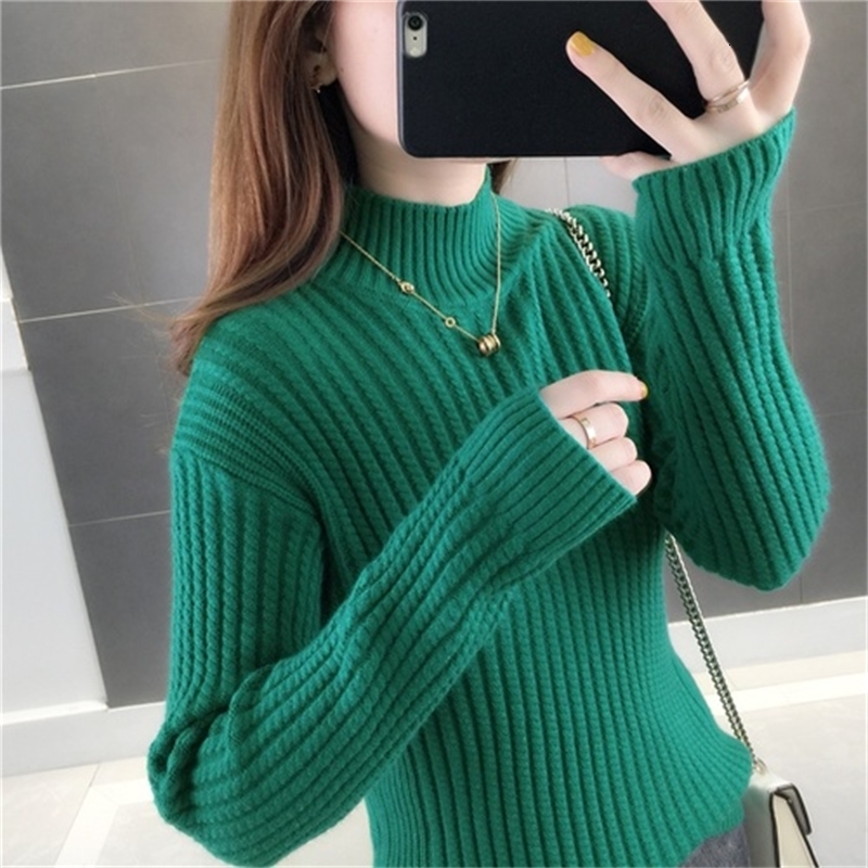 

Spring Autumn Turtleneck High Multicolored Warm Mesh Female Pullovers Sweater 1ryg