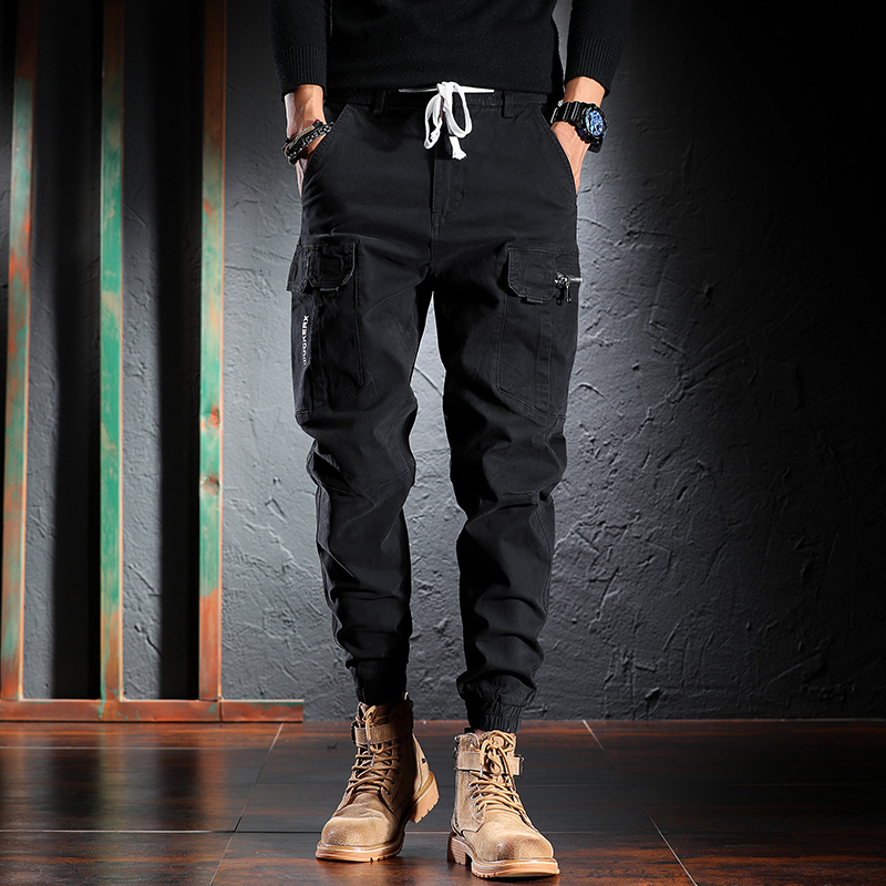 

2021 New Newly Designer Fashion Men Jeans High Quality Multi Pockets Casual Cargo Pants Hombre Harem Trousers Streetwear Hip Hop Joggers Boe, Yellow