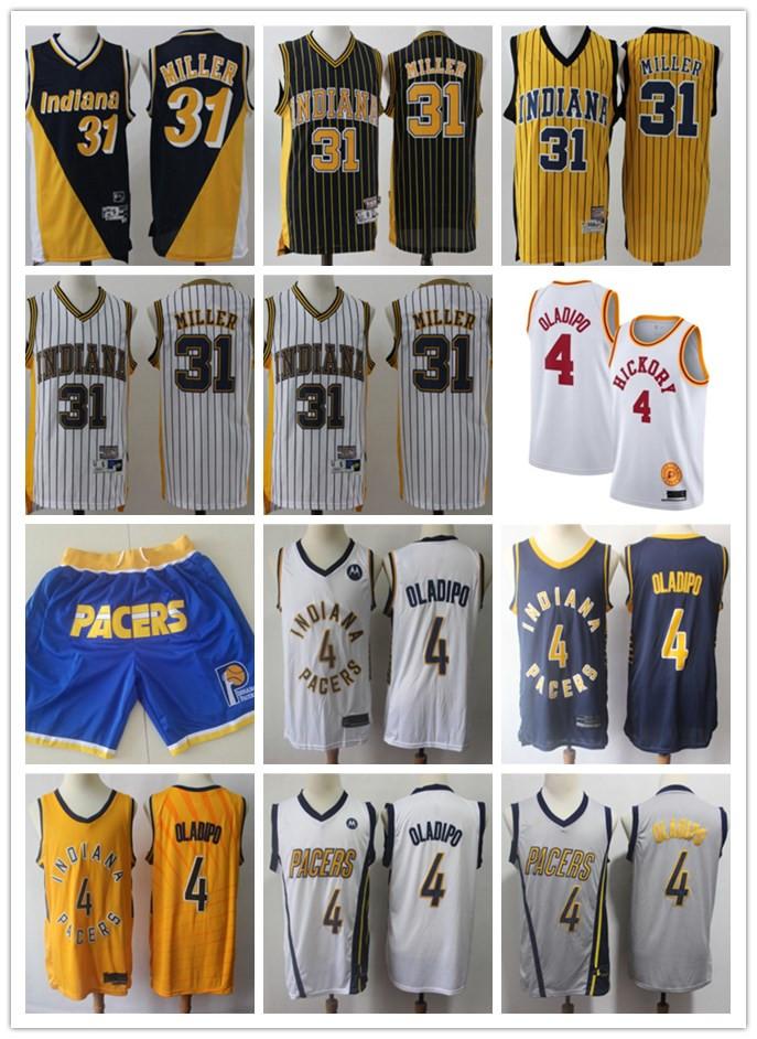 

Mens Indiana Pacers Throwback Reggie 31 Miller Victor 4 Oladipo Basketball Shorts Basketball Jersey Black yellow whi, Black;red