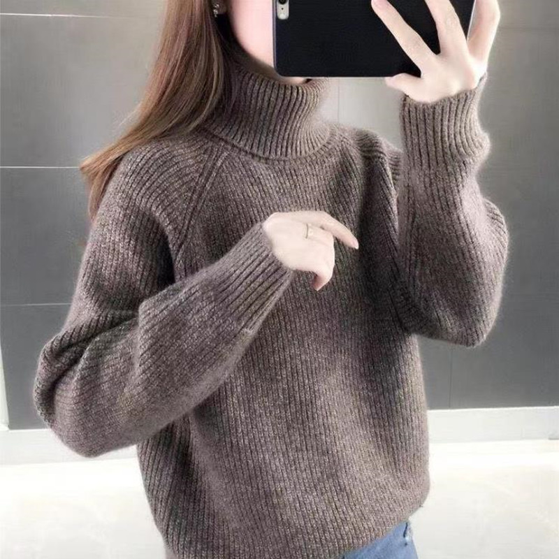 

Female Turtleneck Autumn Thickening 2021 New Black Mesh Lg9d, Dark grey