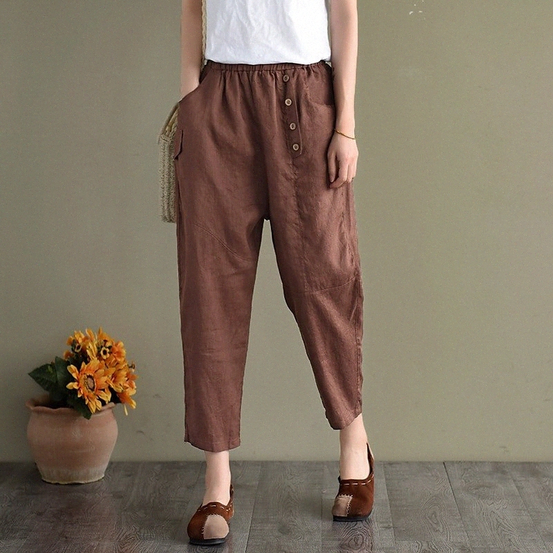 women's Fashion Streetwear Chinos Pocket Elastic Waist Ankle-Length Pants Casual Weekend Inelastic Plain Comfort Mid Waist Loose Black Yello