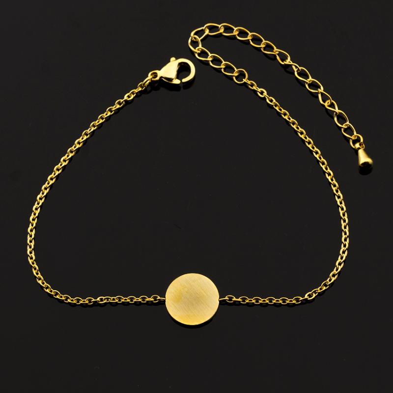 

10pcs Pulsera Mujer Simple Round Circle Pendant Bracelet Charm Link Chain Disk Coin Bracelets Stainless Steel Children Jewelry