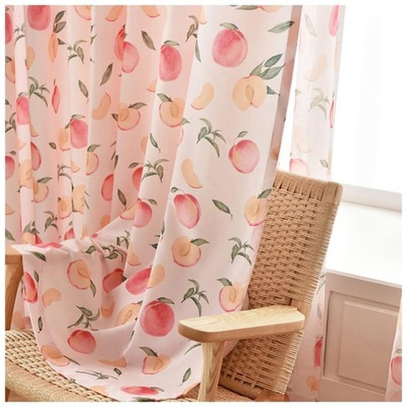 

Nordic Curtains for Children Bedroom American Pastoral Peach Curtains Finished Fresh Semi-shading for Living Room, Orange tulle