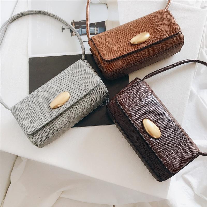 

Retro Women Underarm Handbag Real Leather Tote Bag Lady Lizard Pattern Messenger Bag Small Coin Purse Girl Shoulder, Black