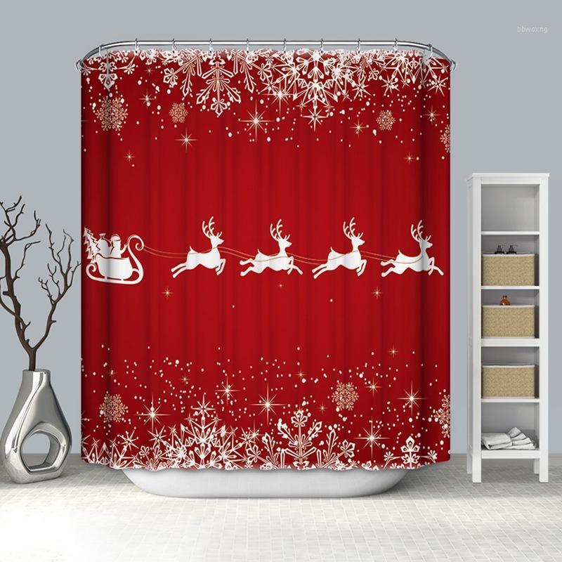 

Christmas Print Shower Curtain For Bathroom Household Shower Curtain Washable Festive Party SuppliesWaterproof Curtains1