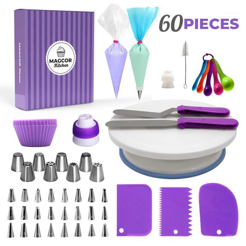 

60-Piece Cake Turntable Set Decorating Turntable Decorating Mouth Tool Set Silicone Bag Baking DIY Cake Tools1