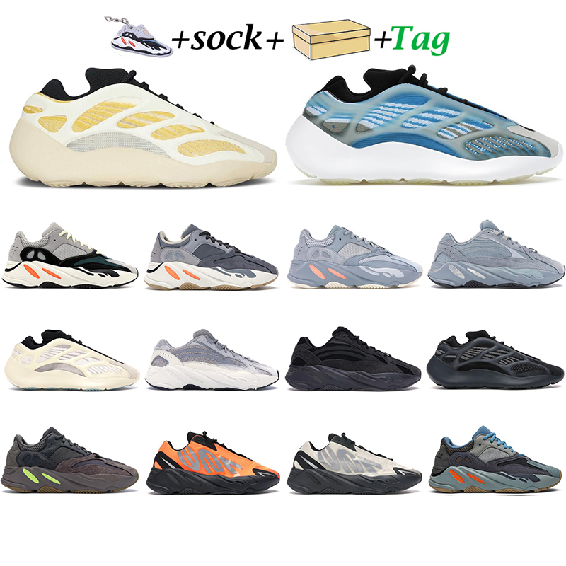 

New kanye 700 men women running shoes trainers Safflower Azael Alvah Inertia Solid Grey Vanta blue outdoor great value sports gift sneaker