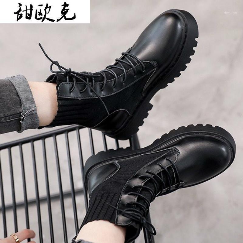 

2020 New Winter Fashion Women's Boots Black Round Head Middle Heel Boots Women Non-slip Wear-resistant Ankle Botas Mujer1