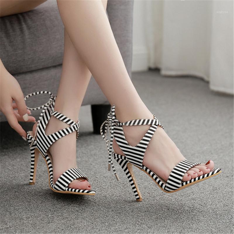 

Shoes Woman 2020 Summer Women's Summer Sandals Snakeskin Sexy Lace-Up Stilettos Transparent Open-Toe Ladies Sandals1, Yellow