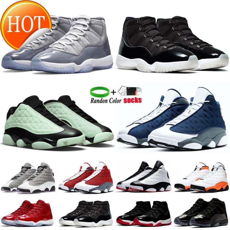 

2022 Men Basketball Shoes Space Jam Concord 45 Bred Cool Grey 11s Red Flint 13s Singles Day Obsidian He Got Game Trainers Size 7 -13